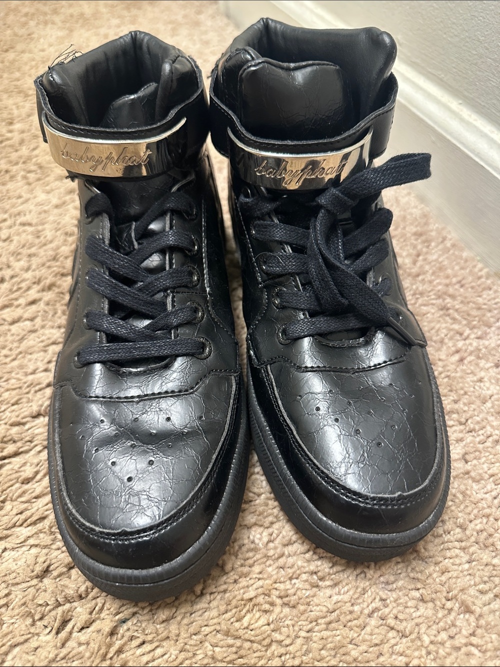 Baby Phat Black High-Top Sneakers with sliver Accent women’s size 10
